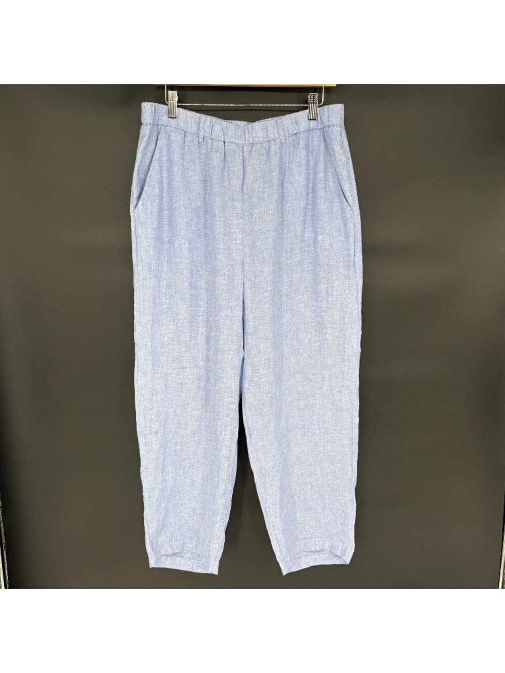 NWT Quince Women's 100% European Linen Pants L French Blue Coastal Quiet Luxury